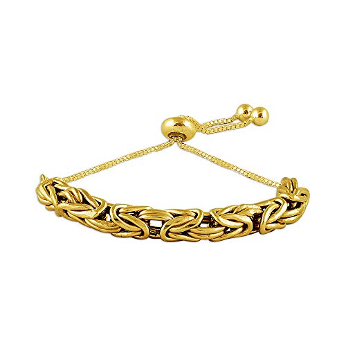 Charmsy Sterling Silver Jewelry Yellow Gold Byzantine Bracelet for Women