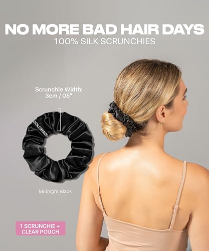 Ch Black Silk Scrunchie for Hair Sleep No Damage Thin Hair Accessories