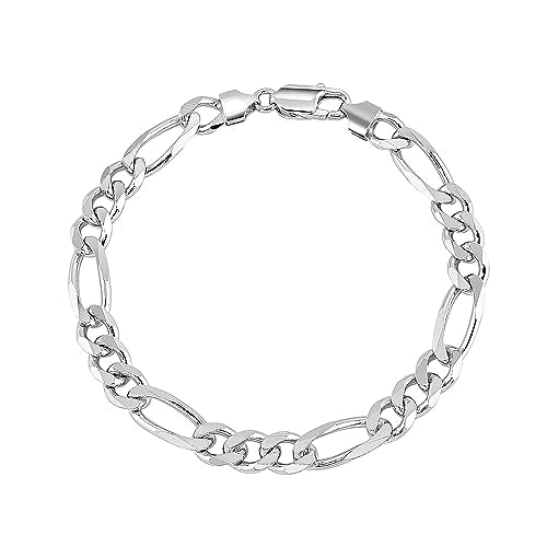 LeCalla 925 Silver Figaro Chain Bracelet