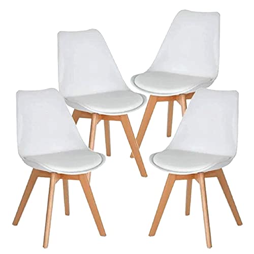 The Shop Set of 4 Type Chairs Padded Seat Wooden Legs Minimalist Design