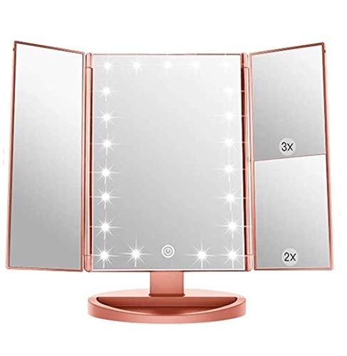 Infitrans 3 Folds Lighted Vanity Makeup Mirror 1x/2x/3x Magnification Mirror