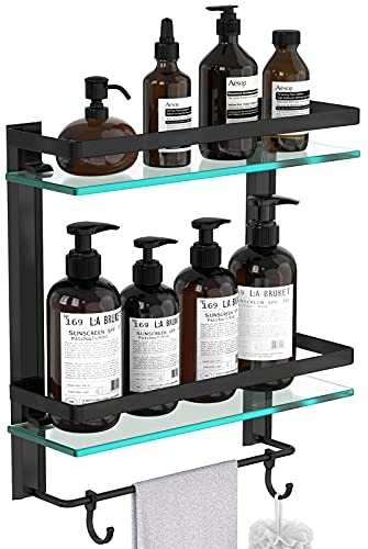 Vdomus 2 Pack Acrylic Bathroom Shelves, No Drilling Adhesive