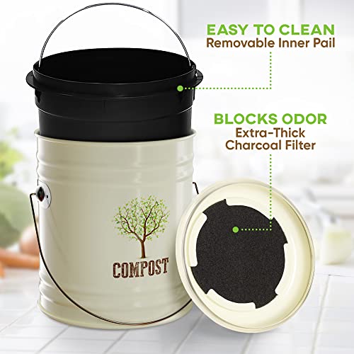 Third Rock Compost Bin Kitchen 1.0 Gallon Charcoal Filter