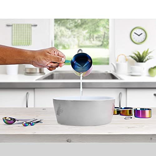 Rainbow Metal Measuring Cups and Spoons Set 9 Piece Kitchen Accessories