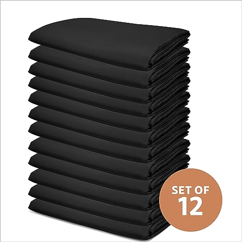 12 Pcs Black Rectangular Linen Polyester Fabric Tablecloth 60 X 102 Inch