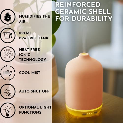 Ajna Ceramic Essential Oil Diffuser Home and Office - 3 in One Easy to Use 250ml Sand