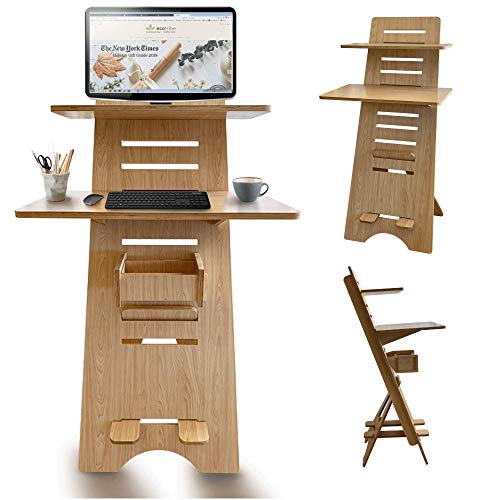 Ecotribe Modern Height Adjustable 2 Tier Desk Small Spaces Compact 30 Inch