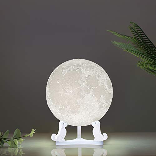 Mydethun Moon 3D Printed Lunar Lamp 5.9 Inch White & Yellow