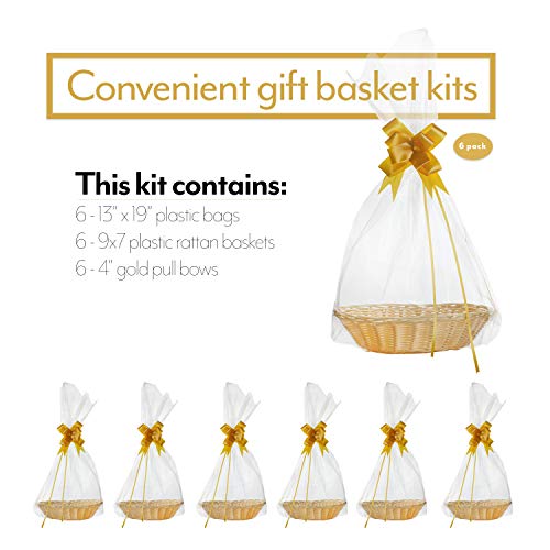 6 Pk Baskets for Gifts Empty 7x9 Small Wicker Look to Fill Gift to Impress