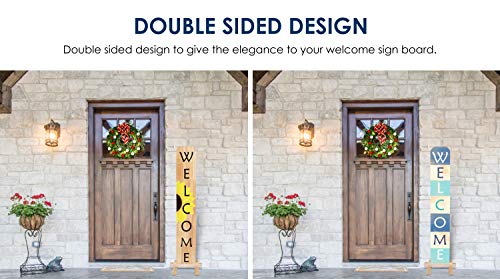 Flybold 5ft Doublesided Wooden Welcome Sign for Front Porch Decor