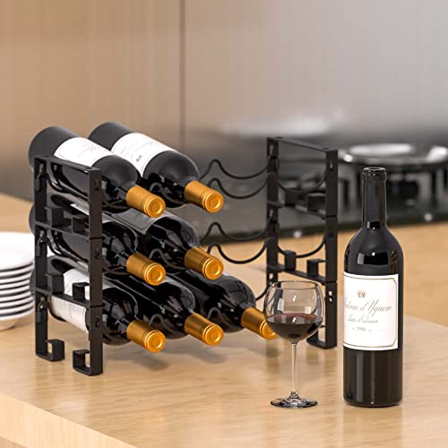 Vdomus 3 Tier Stackable Wine Rack Countertop Bottle Holder for 12 Bottles