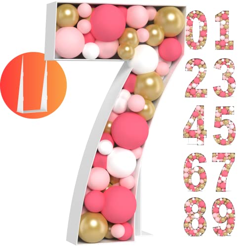 Super Easy Assembly 3FT Large Marquee Numbers - Number 3 Balloon Frame -  Mosaic Numbers For Balloons - Ideal Large Cardboard Numbers For Birthday