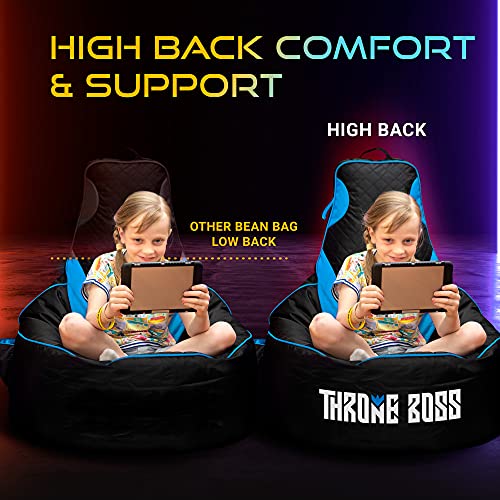 Gaming Bean Bag Chair Kids Cover ONLY No Filling Gamer Beanbag Chair Black Blue
