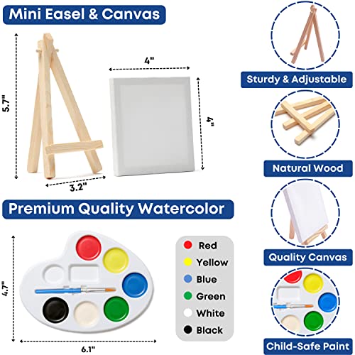 Mini Canvas and Easel Set With Mini Watercolor Paint in Bulk 12 for Kids