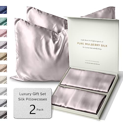 Colorado Home Co 100% Silk Pillowcase for Hair Skin 2 Pack Pillowcases Zipper
