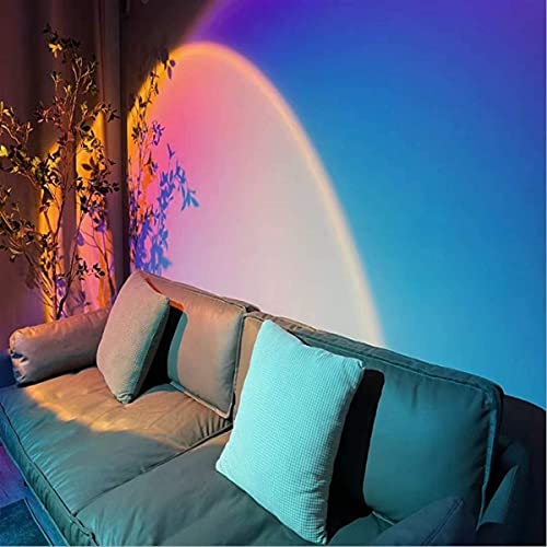 Mydethun Rainbow Sunset Projection Lamp - 180-Degree Rotation - Night Light Projector - USB Cable - Floor Stand - Romantic Light for Home, Party & Bedroom Decor (Rainbow, Purple)