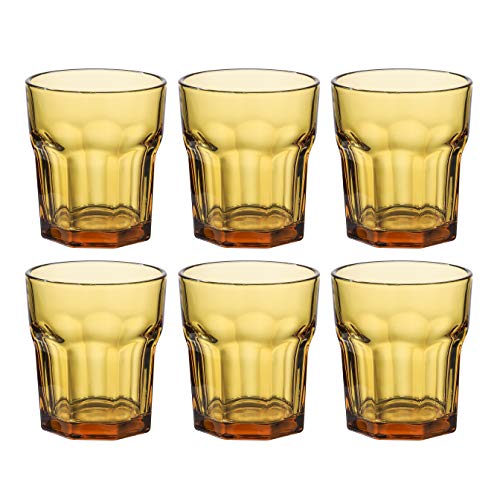 EAST CREEK | Colored Glass Goblets | Drinking Glasses Set of 6 | 8.5 oz  Embossed Design