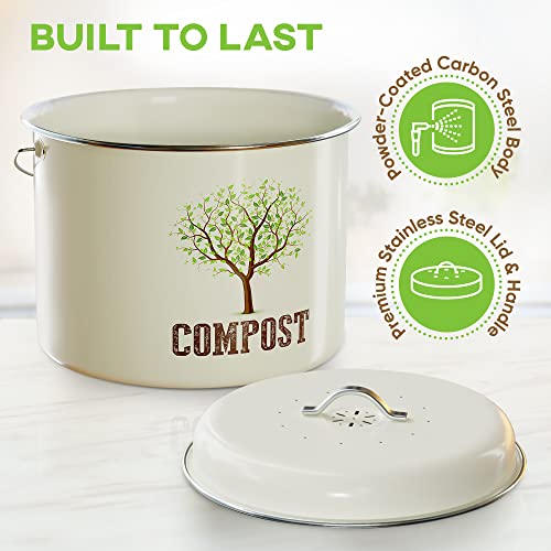 Third Rock Kitchen Compost Bin Countertop 1.3 Gallon Compost Bucket Bins