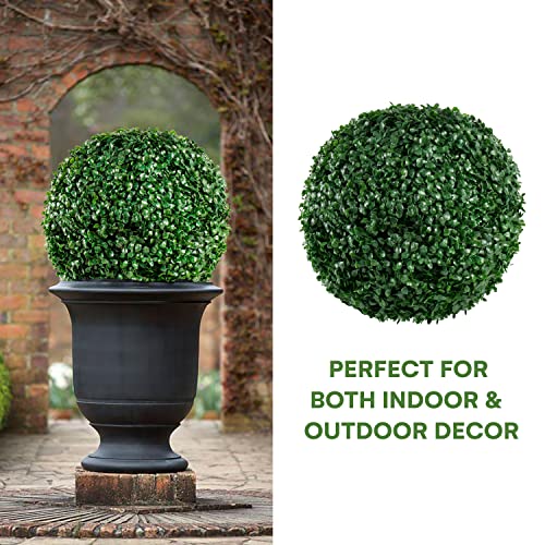 Flybold Boxwood Balls Artificial Topiary Ball for Outdoors 2 Pcs 15.7 Inch Green