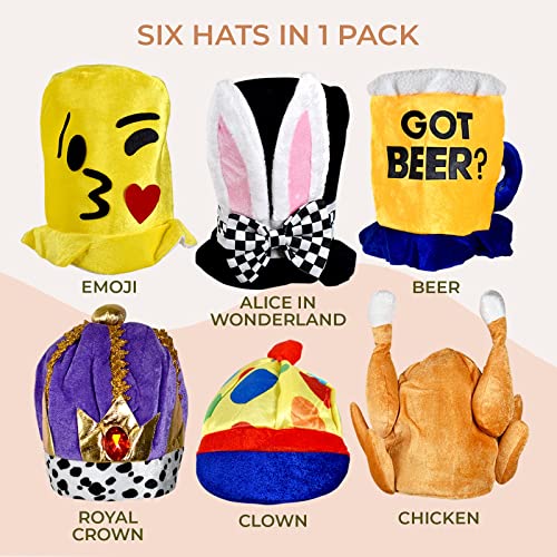 Upper Midland Products 6 Costume Hats Silly Hats Funny Hats Multicolored