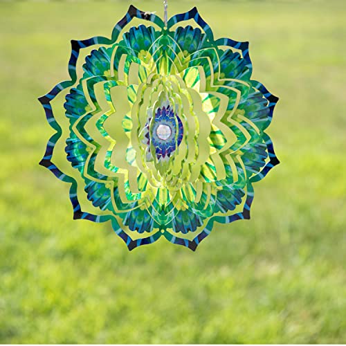 VP Home Emerald Mandala Wind Spinner Outdoor Metal Garden Art 3D Sculpture