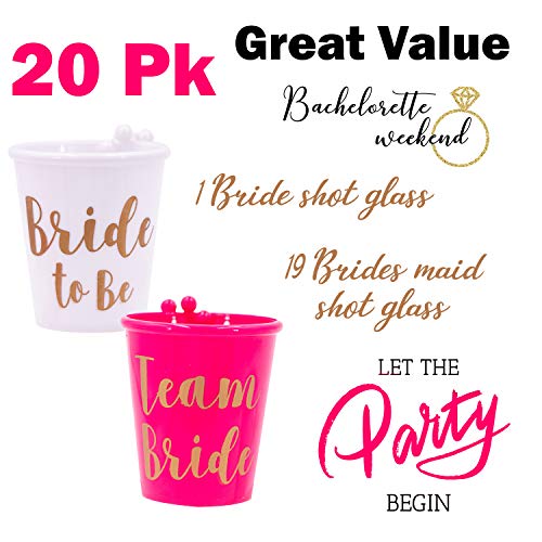 Upper Midland Products 20 Bachelorette Party Shot Glasses Necklace White