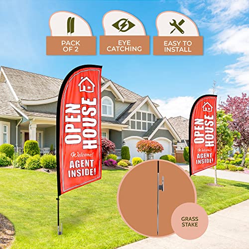 2 Pack Open House Flags Signs Banners or Real Estate Flags for Real
