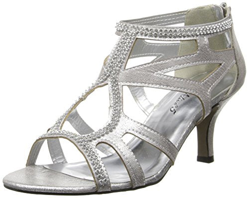 Easy Street Women Evening Dress Sandals Mid Heel Silver Size 5 Big Pair of Shoes