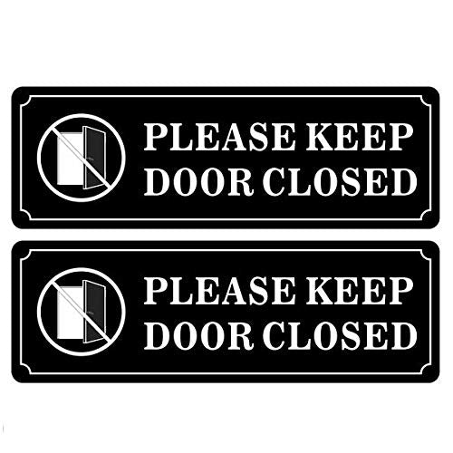 2 Pack 9 X 3 Inches Please Keep Door Closed Black & White Vinyl Label