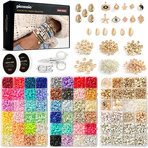 Piccassio 10500 pcs Clay Beads for Bracelets Making Kit for Girls and Adults