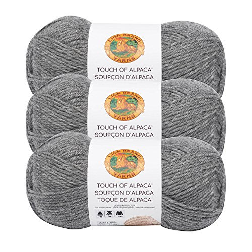 3 Pack Lion Brand Yarn 674 to 150 Touch of Alpaca Yarn Oxford Grey