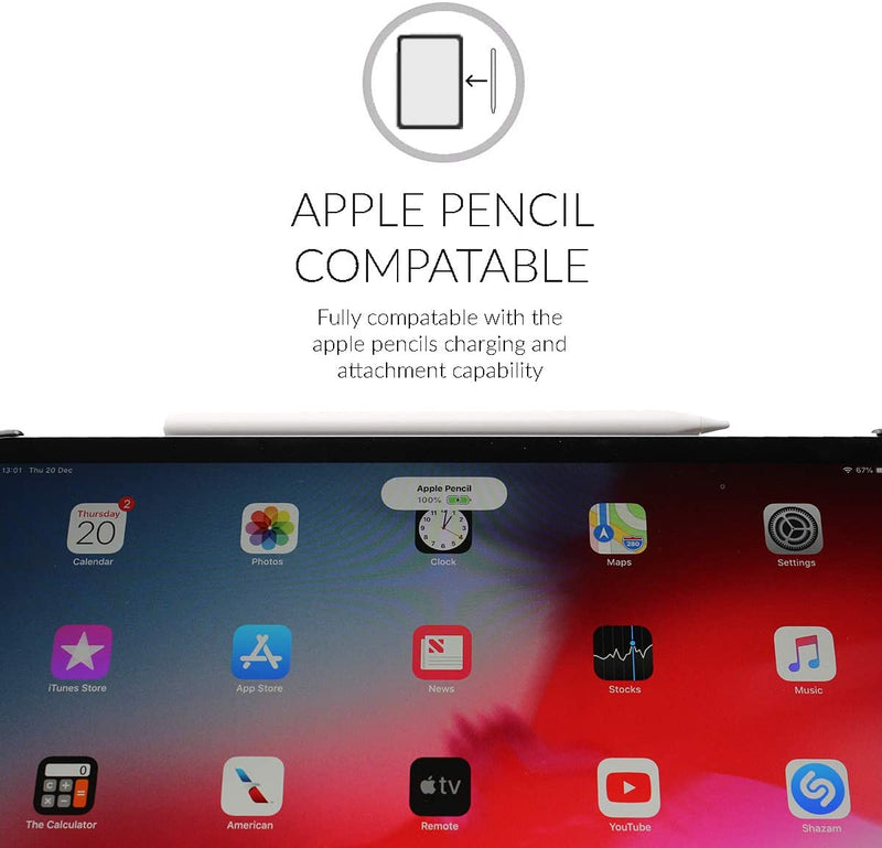 Snugg iPad Pro 12.9 Keyboard Case (2020-4th Gen), Wireless Backlit Bluetooth Keyboard Case Black