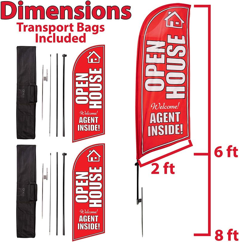 Upper Midland Products 2 Pack Open House Swoop Flags Signs Banners Pole Stake