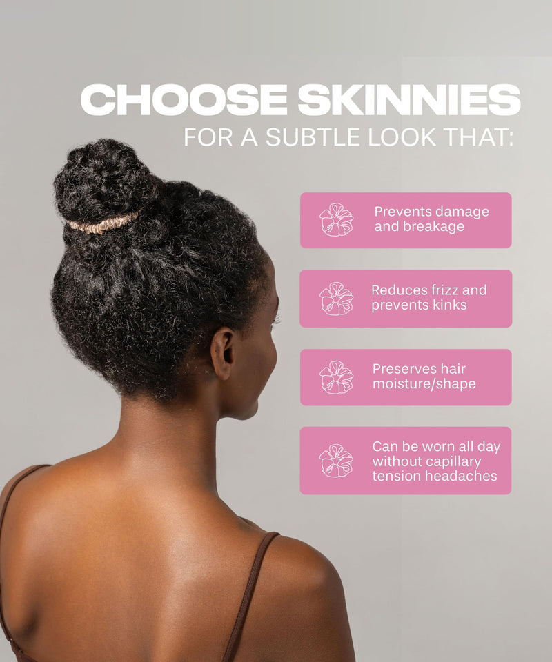Ch Skinnies6 Silk Scrunchies Set 100% Pure Silk Nude Champagne Bliss
