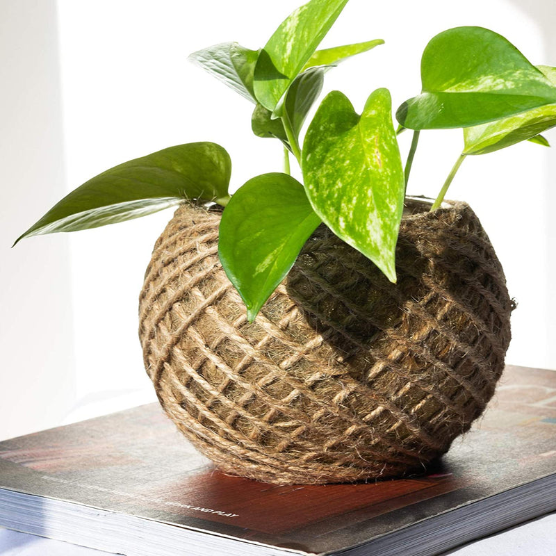 Plant pot Garden Planter Glass Hemp and Jute Natural