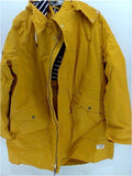 Joules Womens Raincoat Regular Zipper Rain Jacket Color Yellow Navy White Large