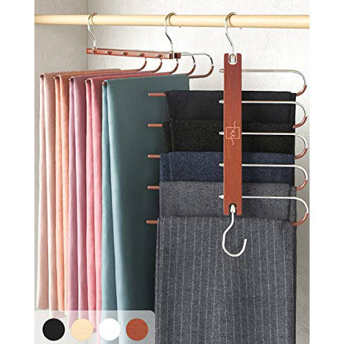 MORALVE Space Saving Hangers for Closet Organizer - 4 Pack European Beechwood Shirt Organizer for Closet - Space Saver Hangers for Clothes - Closet