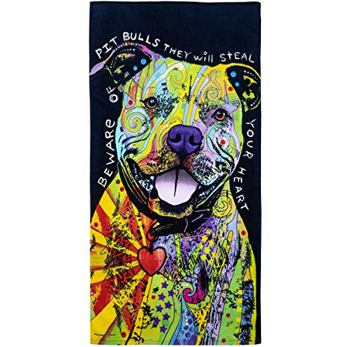 Dawhud Direct Colorful Dog Beach Towel Print 30 X 60 Inch Dean Russo Pit Bull