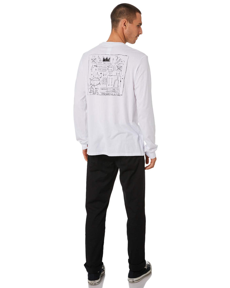 Herschel Basquiat Men's White and Black Long Sleeve Tee Medium