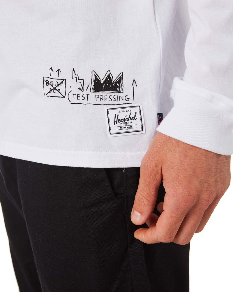 Herschel Basquiat Men's White and Black Long Sleeve Tee Medium