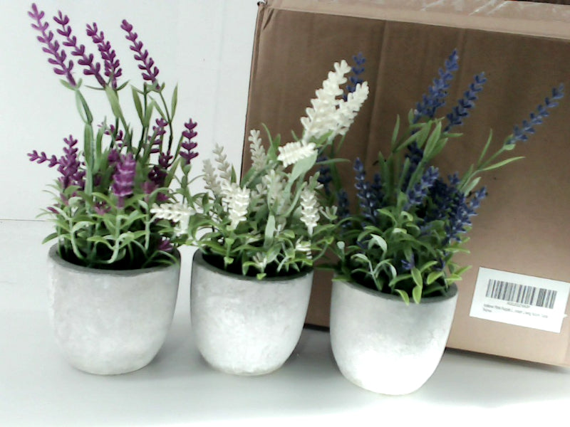 Velener Mini Artificial Lavender Plants in Pots Set of 3