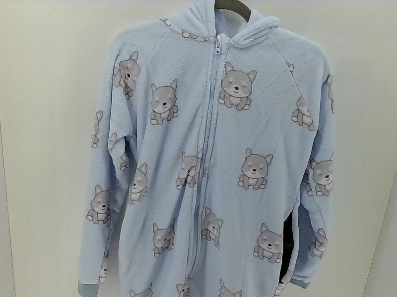 Women's Light Blue Hooded One Piece Pajamas - Size XS