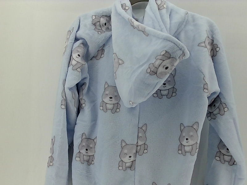 Women's Light Blue Hooded One Piece Pajamas - Size XS