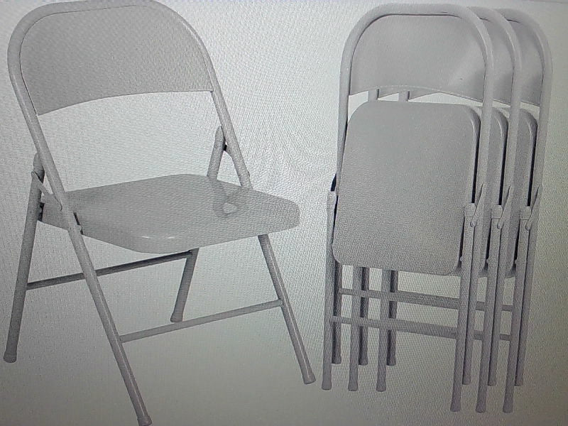 VECELO Foldable Metal Chairs, Set of 4 - Grey