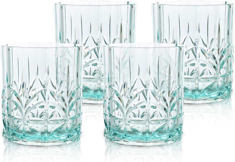 Bellaforte Shatterproof Tritan Plastic Tumbler Teal 13oz Old Fashioned Glasses