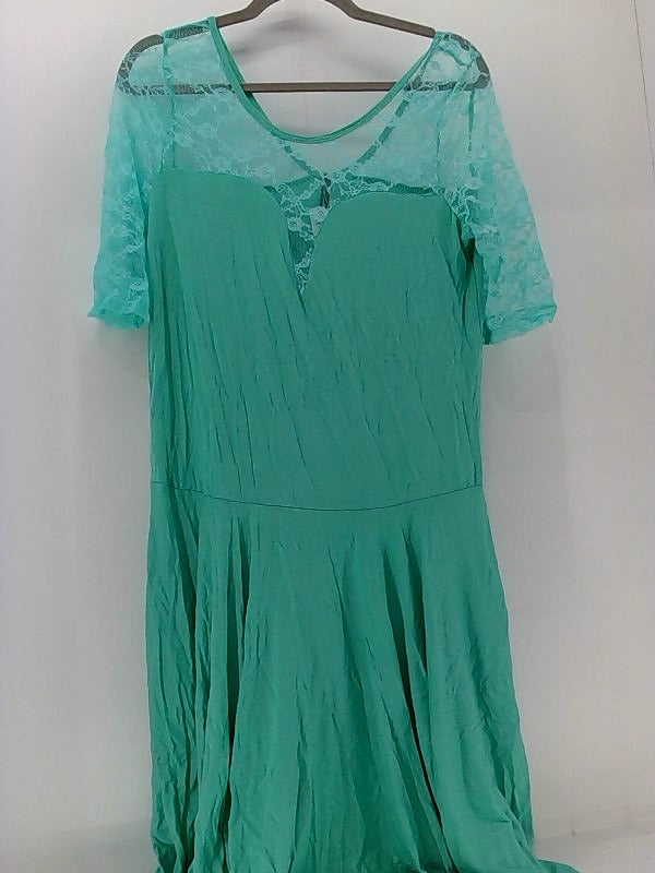 Plus Size Green Lace Sleeve Casual Dress 3X-Large