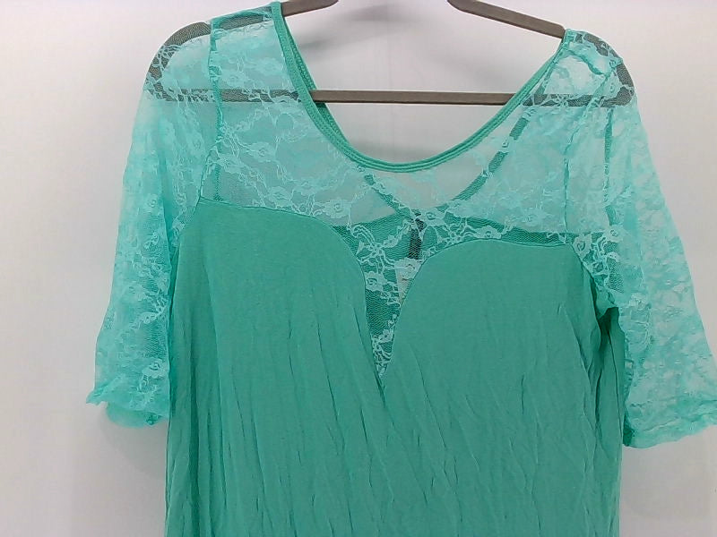 Plus Size Green Lace Sleeve Casual Dress 3X-Large