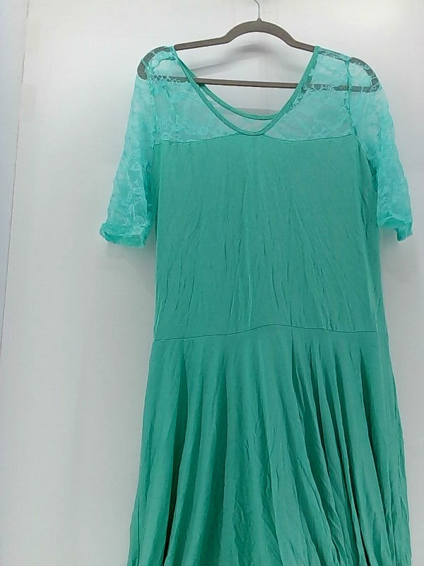 Plus Size Green Lace Sleeve Casual Dress 3X-Large