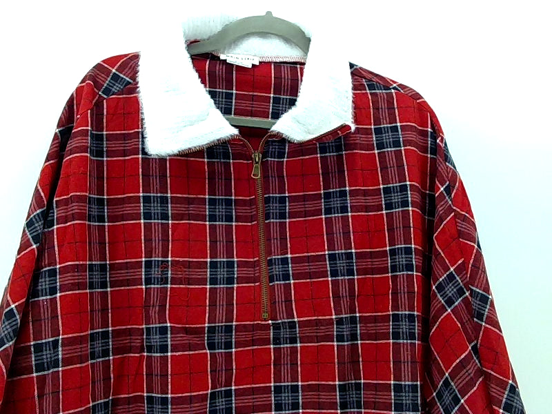 Plaid Mock Neck Zipper Jacket - Small