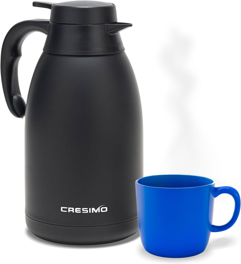 Black Stainless Steel Thermal Carafe 68oz Hot Cold Beverage Dispenser Cresimo